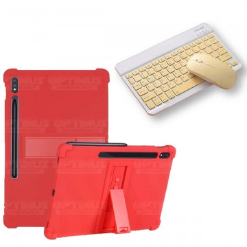 Kit Case Forro Protector Antigolpes + Teclado y Mouse Bluetooth para Tablet Samsung Galaxy Tab S7 SM-T870NZK 11 Pulgadas OPTIMUS