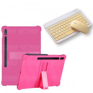 Kit Case Forro Protector Antigolpes + Teclado y Mouse Bluetooth para Tablet Samsung Galaxy Tab S7 SM-T870NZK 11 Pulgadas OPTIMUS