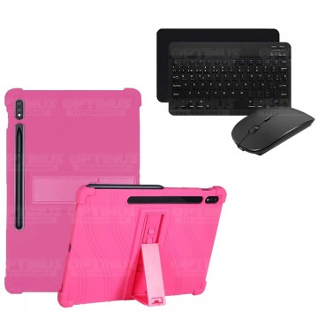 Kit Case Forro Protector Antigolpes + Teclado y Mouse Bluetooth para Tablet Samsung Galaxy Tab S7 SM-T870NZK 11 Pulgadas OPTIMUS
