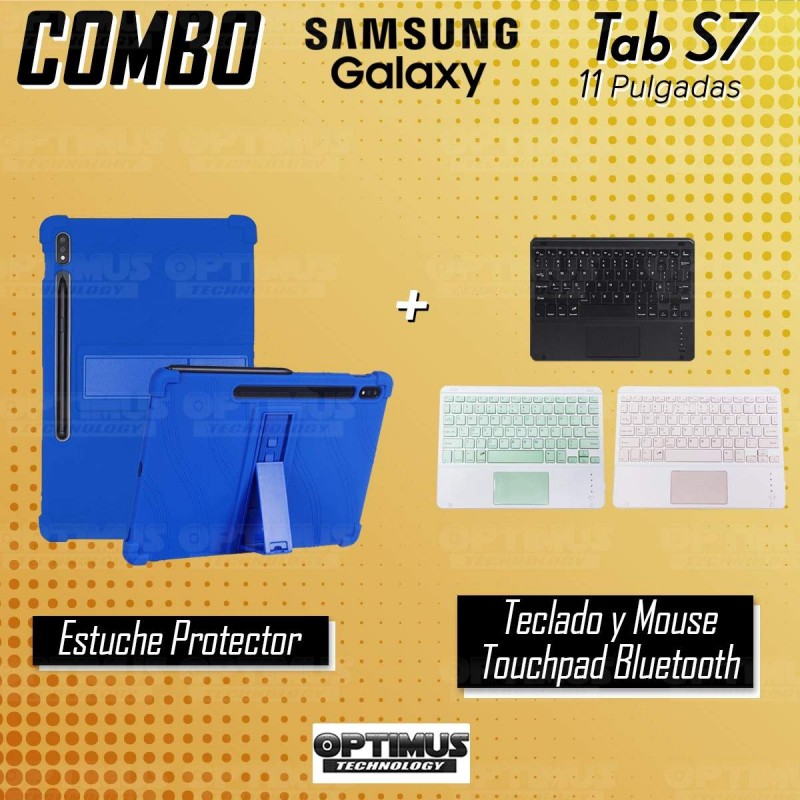 Kit Case Estuche Protector Antigolpes + Teclado Mouse Touchpad Bluetooth para Tablet Samsung Galaxy Tab S7 Wifi 11 Pulgadas OPTI