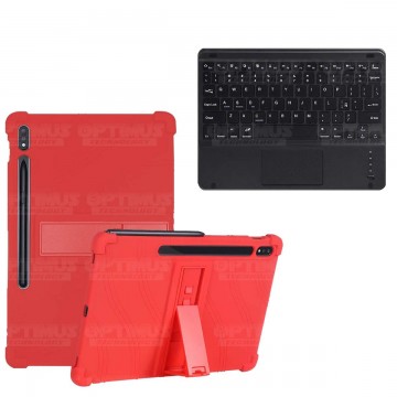 Kit Case Estuche Protector Antigolpes + Teclado Mouse Touchpad Bluetooth para Tablet Samsung Galaxy Tab S7 Wifi 11 Pulgadas OPTI