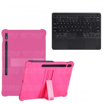 Kit Case Estuche Protector Antigolpes + Teclado Mouse Touchpad Bluetooth para Tablet Samsung Galaxy Tab S7 Wifi 11 Pulgadas OPTI