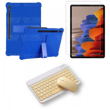 Kit Vidrio templado + Estuche Protector Goma + Teclado y Mouse Bluetooth para Tablet Samsung Galaxy Tab S7 Wifi 11 Pulgadas OPTI