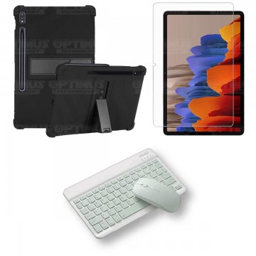 Kit Vidrio templado + Estuche Protector Goma + Teclado y Mouse Bluetooth para Tablet Samsung Galaxy Tab S7 Wifi 11 Pulgadas OPTI
