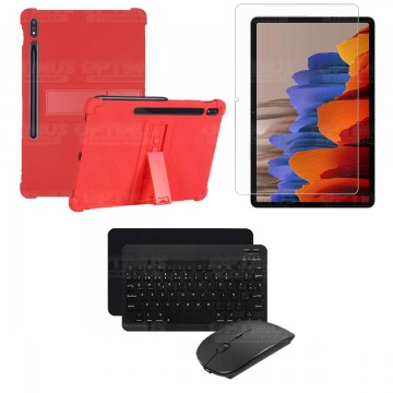 Kit Vidrio templado + Estuche Protector Goma + Teclado y Mouse Bluetooth para Tablet Samsung Galaxy Tab S7 Wifi 11 Pulgadas OPTI