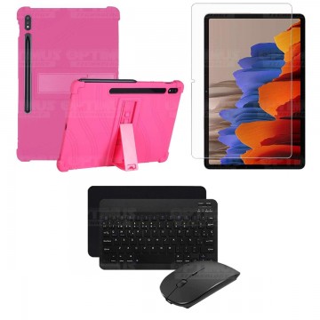 Kit Vidrio templado + Estuche Protector Goma + Teclado y Mouse Bluetooth para Tablet Samsung Galaxy Tab S7 Wifi 11 Pulgadas OPTI