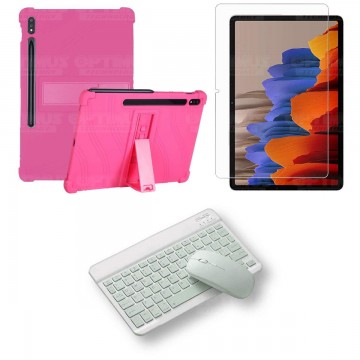 Kit Vidrio templado + Estuche Protector Goma + Teclado y Mouse Bluetooth para Tablet Samsung Galaxy Tab S7 Wifi 11 Pulgadas OPTI