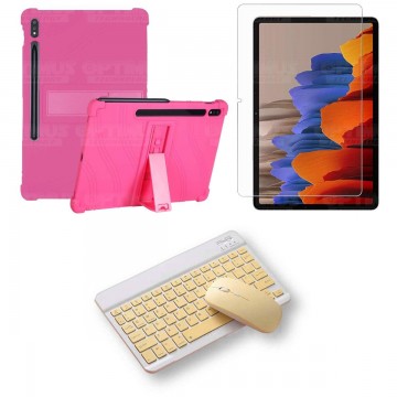 Kit Vidrio templado + Estuche Protector Goma + Teclado y Mouse Bluetooth para Tablet Samsung Galaxy Tab S7 Wifi 11 Pulgadas OPTI