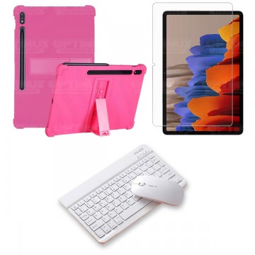 Kit Vidrio templado + Estuche Protector Goma + Teclado y Mouse Bluetooth para Tablet Samsung Galaxy Tab S7 Wifi 11 Pulgadas OPTI