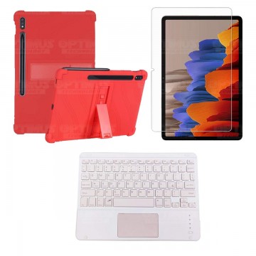 Kit Vidrio templado + Estuche Protector + Teclado con Mouse Touchpad Bluetooth Tablet Samsung Galaxy Tab S7 Wifi 11 Pulgadas OPT