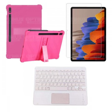 Kit Vidrio templado + Estuche Protector + Teclado con Mouse Touchpad Bluetooth Tablet Samsung Galaxy Tab S7 Wifi 11 Pulgadas OPT