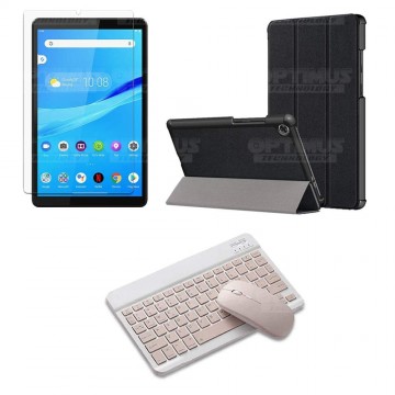 Kit Vidrio templado + Case Forro Protector + Teclado y Mouse Bluetooth para Tablet Lenovo Tab M8 8505x / x8505f OPTIMUS TECHNOLO