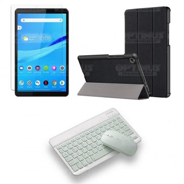 Kit Vidrio templado + Case Forro Protector + Teclado y Mouse Bluetooth para Tablet Lenovo Tab M8 8505x / x8505f OPTIMUS TECHNOLO