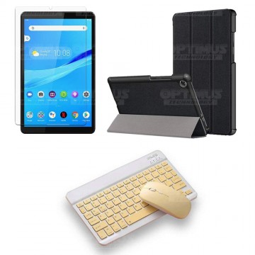 Kit Vidrio templado + Case Forro Protector + Teclado y Mouse Bluetooth para Tablet Lenovo Tab M8 8505x / x8505f OPTIMUS TECHNOLO
