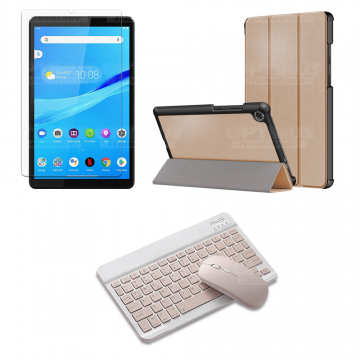 Kit Vidrio templado + Case Forro Protector + Teclado y Mouse Bluetooth para Tablet Lenovo Tab M8 8505x / x8505f OPTIMUS TECHNOLO