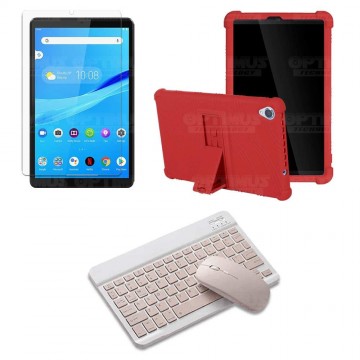 Kit Vidrio templado + Estuche Protector Goma + Teclado y Mouse Bluetooth para Tablet Lenovo Tab M8 8505x / x8505f OPTIMUS TECHNO