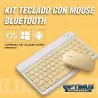 Kit Vidrio templado + Estuche Protector Goma + Teclado y Mouse Bluetooth para Tablet Lenovo Tab M8 8505x / x8505f OPTIMUS TECHNO