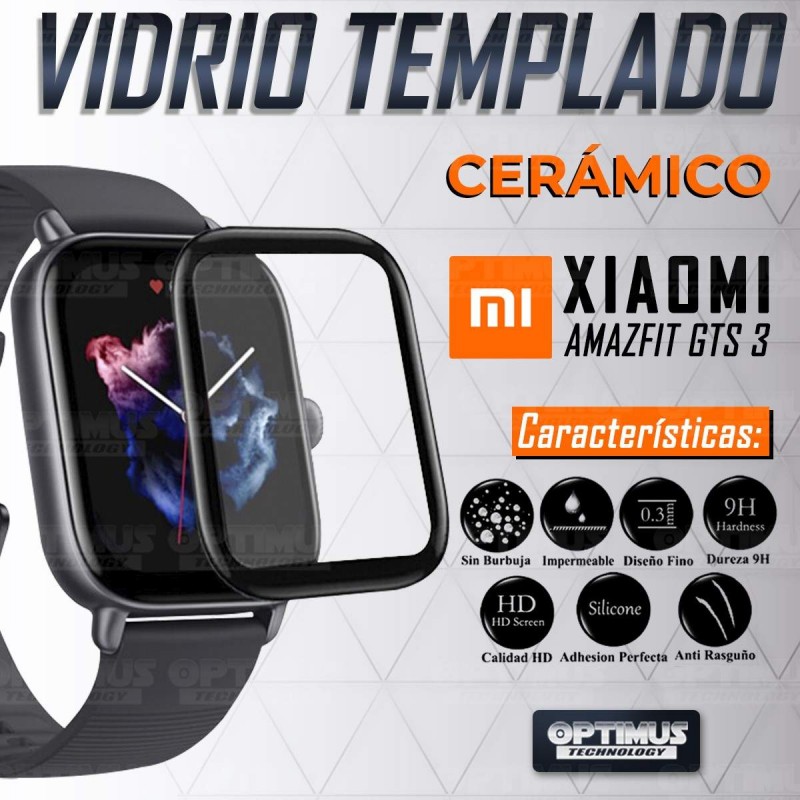 Vidrio Templado Cerámico Nanoglass Para Reloj Smartwatch Xiaomi Amazfit GTS 3 | OPTIMUS TECHNOLOGY™ | VTP-CR-XMI-GTS-3 |