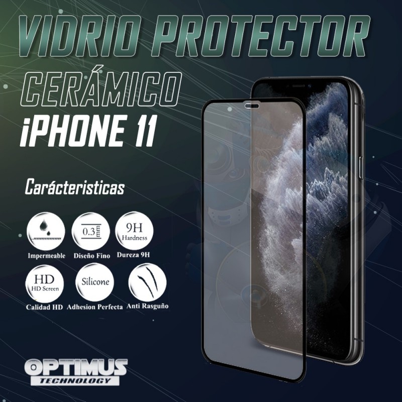 Kit para celular smartphone iPhone 11 Vidrio Templado de cámara + Cristal ceramico protector de pantalla OPTIMUS TECHNOLOGY™ - 4