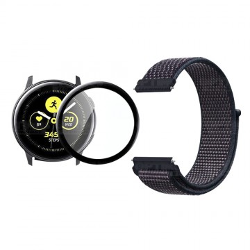 KIT Correa tipo velcro y Vidrio templado cerámico para Reloj Smartwatch Samsung Galaxy Active 40mm OPTIMUS TECHNOLOGY™ - 45