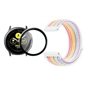 KIT Correa tipo velcro y Vidrio templado cerámico para Reloj Smartwatch Samsung Galaxy Active 44mm OPTIMUS TECHNOLOGY™ - 49