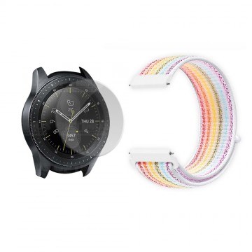KIT Correa tipo velcro tela suave y Vidrio templado Reloj Smartwatch Samsung Galaxy Watch 42mm OPTIMUS TECHNOLOGY™ - 49