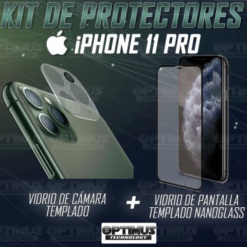 Kit para celular iPhone 11 Pro Vidrio Templado de cámara + Cristal Nanoglass protector de pantalla OPTIMUS TECHNOLOGY™ - 2