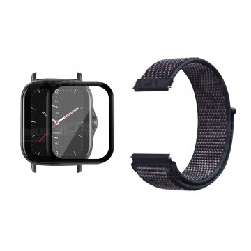KIT Correa tipo velcro y Vidrio templado cerámico para Reloj Xiaomi Amazfit GTS 2E OPTIMUS TECHNOLOGY™ - 5