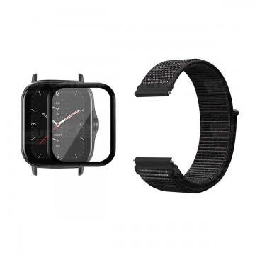KIT Correa tipo velcro y Vidrio templado cerámico para Reloj Xiaomi Amazfit GTS 2E OPTIMUS TECHNOLOGY™ - 9