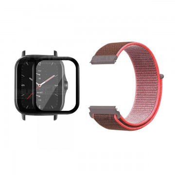 KIT Correa tipo velcro y Vidrio templado cerámico para Reloj Xiaomi Amazfit GTS 2E OPTIMUS TECHNOLOGY™ - 21