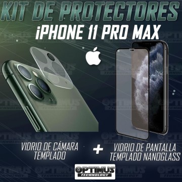 Kit para smartphone iPhone 11 Pro Max Vidrio Templado de cámara + Cristal ceramico protector de pantalla OPTIMUS TECHNOLOGY™ - 2