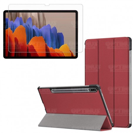 Kit Vidrio Cristal Templado Y Estuche Case Protector para Tablet Samsung Galaxy Tab S7 Plus SM-T970 12.4 Pulgadas 128GB