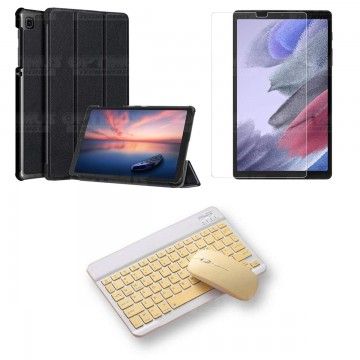 Kit Vidrio templado + Case Protector + Teclado y Mouse Bluetooth Tablet Samsung Galaxy Tab A7 Lite 8.7 2021 T220 - T225 OPTIMUS