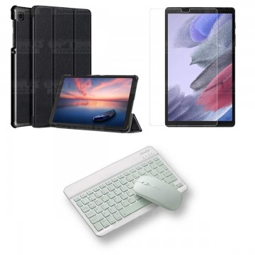 Kit Vidrio templado + Case Protector + Teclado y Mouse Bluetooth Tablet Samsung Galaxy Tab A7 Lite 8.7 2021 T220 - T225 OPTIMUS