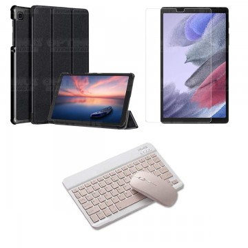 Kit Vidrio templado + Case Protector + Teclado y Mouse Bluetooth Tablet Samsung Galaxy Tab A7 Lite 8.7 2021 T220 - T225 OPTIMUS