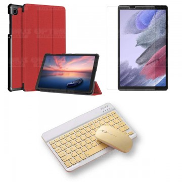 Kit Vidrio templado + Case Protector + Teclado y Mouse Bluetooth Tablet Samsung Galaxy Tab A7 Lite 8.7 2021 T220 - T225 OPTIMUS
