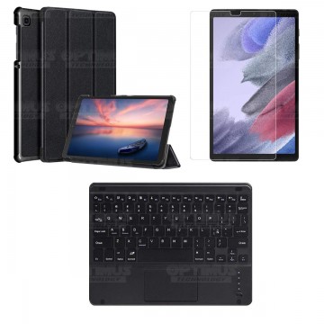 Kit Vidrio + Case Protector + Teclado Touchpad Bluetooth Tablet Samsung Galaxy Tab A7 Lite 8.7 2021 T220 - T225 OPTIMUS TECHNOLO