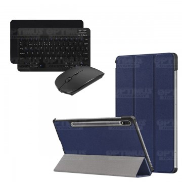 Kit Case Forro Protector + Teclado y Mouse Ratón Bluetooth para Tablet Samsung Galaxy Tab S7 FE 12,4" Pulgadas OPTIMUS TECHNOLOG