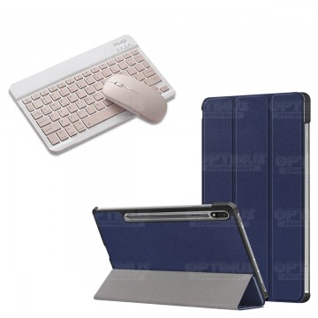 Kit Case Forro Protector + Teclado y Mouse Ratón Bluetooth para Tablet Samsung Galaxy Tab S7 FE 12,4" Pulgadas OPTIMUS TECHNOLOG