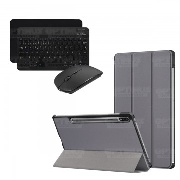 Kit Case Forro Protector + Teclado y Mouse Ratón Bluetooth para Tablet Samsung Galaxy Tab S7 FE 12,4" Pulgadas OPTIMUS TECHNOLOG