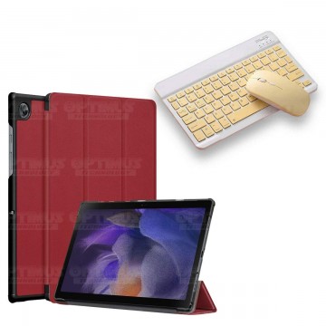 Kit Case Forro Protector + Teclado y Mouse Ratón Bluetooth para Tablet Samsung Galaxy Tab A8 10.5 2021 SM-x200, SM-x205 OPTIMUS