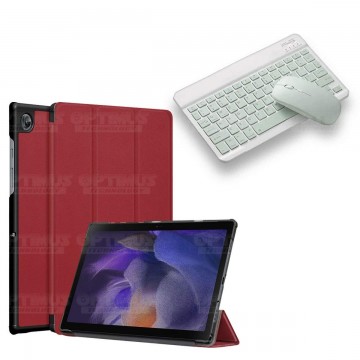 Kit Case Forro Protector + Teclado y Mouse Ratón Bluetooth para Tablet Samsung Galaxy Tab A8 10.5 2021 SM-x200, SM-x205 OPTIMUS
