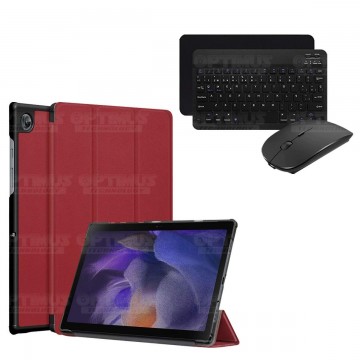 Kit Case Forro Protector + Teclado y Mouse Ratón Bluetooth para Tablet Samsung Galaxy Tab A8 10.5 2021 SM-x200, SM-x205 OPTIMUS