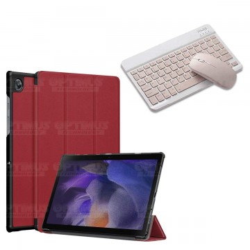 Kit Case Forro Protector + Teclado y Mouse Ratón Bluetooth para Tablet Samsung Galaxy Tab A8 10.5 2021 SM-x200, SM-x205 OPTIMUS
