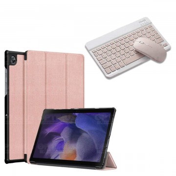 Kit Case Forro Protector + Teclado y Mouse Ratón Bluetooth para Tablet Samsung Galaxy Tab A8 10.5 2021 SM-x200, SM-x205 OPTIMUS