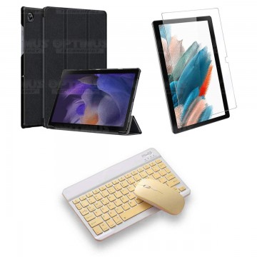 Kit Vidrio templado + Case Protector + Teclado y Mouse Bluetooth Tablet Samsung Galaxy Tab A8 10.5 2021 SM-x200, SM-x205 OPTIMUS