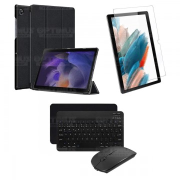 Kit Vidrio templado + Case Protector + Teclado y Mouse Bluetooth Tablet Samsung Galaxy Tab A8 10.5 2021 SM-x200, SM-x205 OPTIMUS