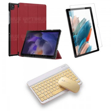 Kit Vidrio templado + Case Protector + Teclado y Mouse Bluetooth Tablet Samsung Galaxy Tab A8 10.5 2021 SM-x200, SM-x205 OPTIMUS