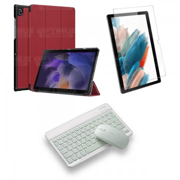 Kit Vidrio templado + Case Protector + Teclado y Mouse Bluetooth Tablet Samsung Galaxy Tab A8 10.5 2021 SM-x200, SM-x205 OPTIMUS