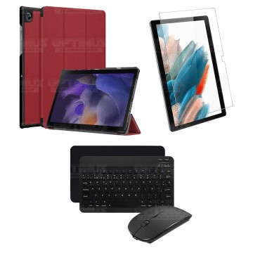 Kit Vidrio templado + Case Protector + Teclado y Mouse Bluetooth Tablet Samsung Galaxy Tab A8 10.5 2021 SM-x200, SM-x205 OPTIMUS